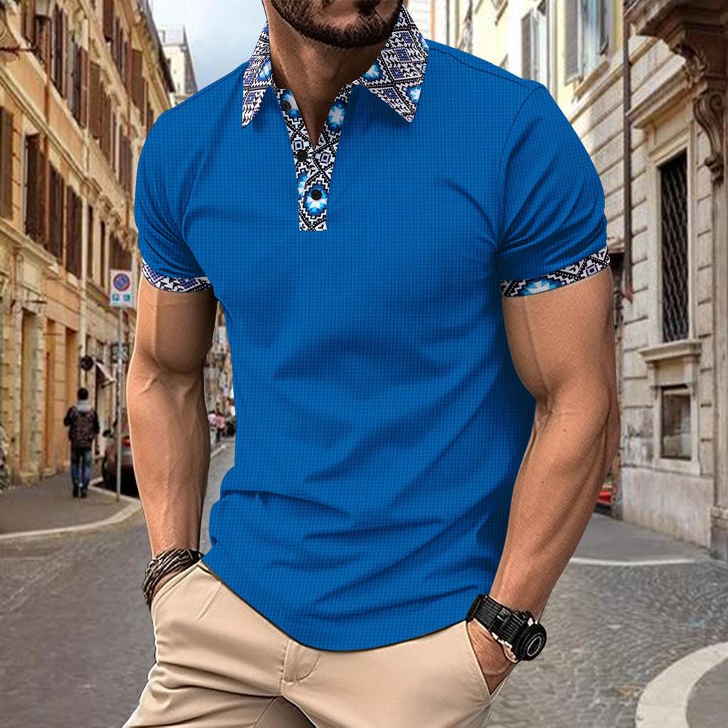 Summer Men's Short-Sleeved Polo Shirt with Button Placket Men's Sports Top