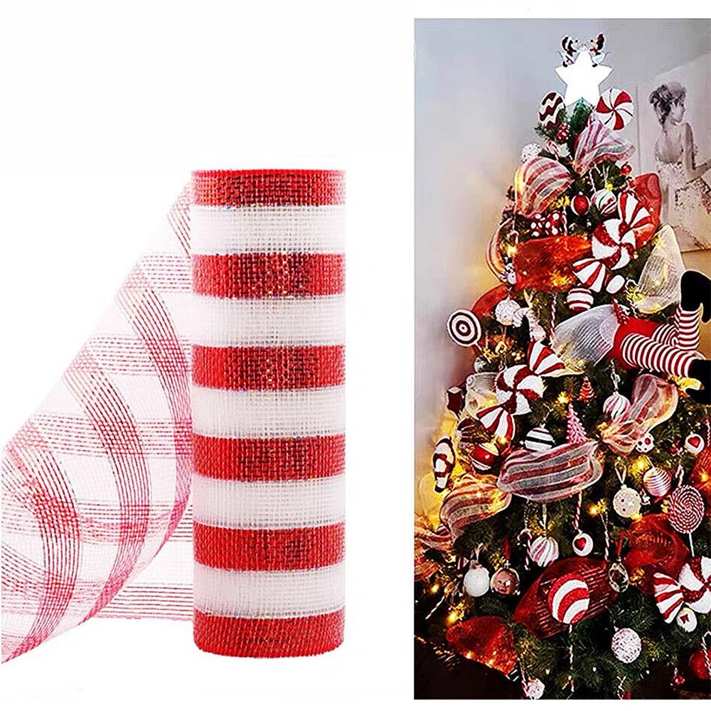 Shiny Christmas Decoration Mesh Ribbon 26cm Christmas Wrapping Ribbon  Gift Package