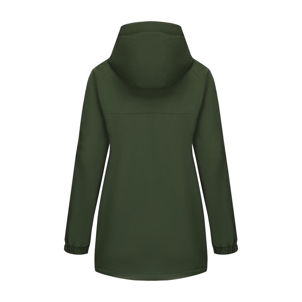 Women’s Warm Windcheaters Detachable Hooded Fleece Lined Zipper Coats Windproof Parka Outdoor Hiking Mountaineering Jackets