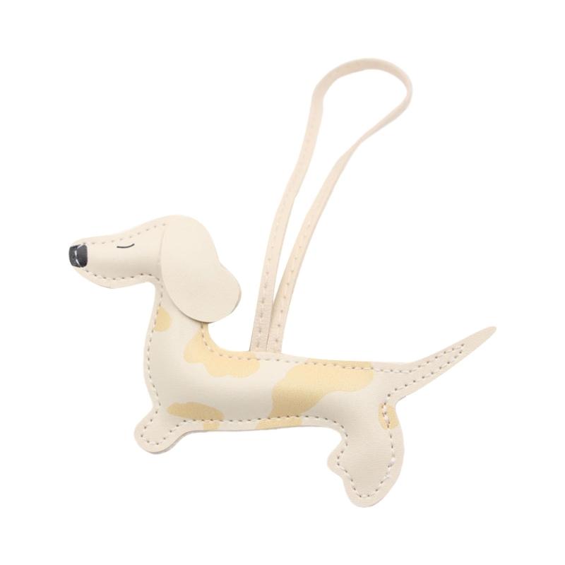 

Unique Dachshund PU Leather Keychain Double Sided 3D Charm for Adding Fun to Keys Bags as a Special Gift бежевый