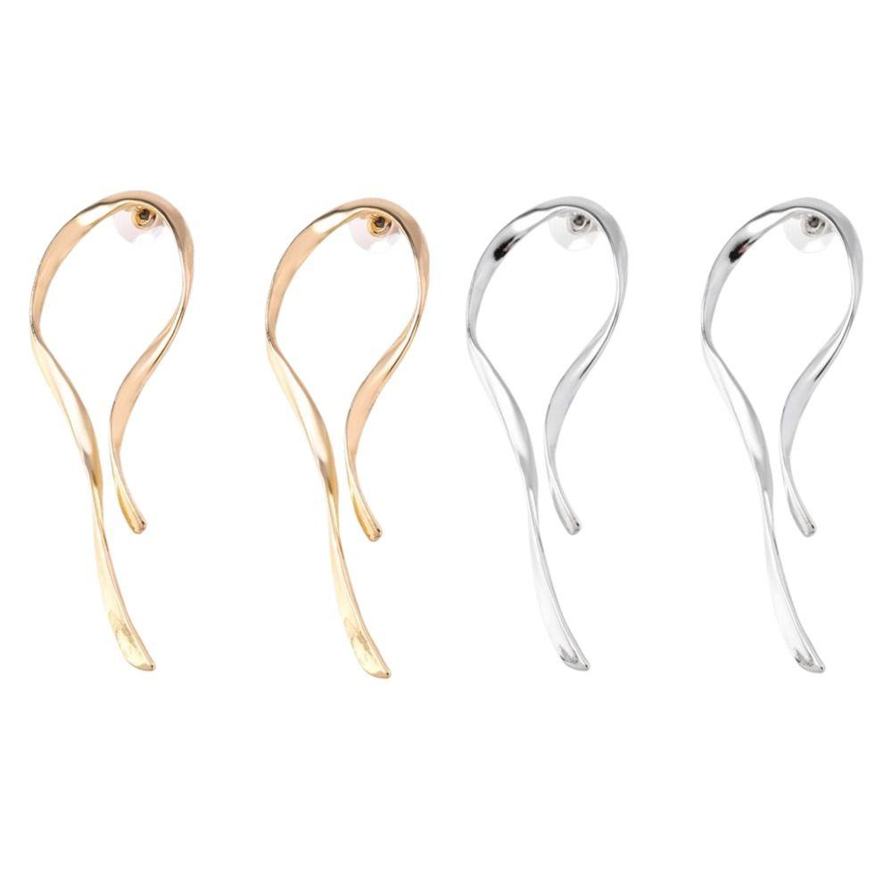 Alloy Dangle Earrings Gold Silver Color Metal Earrings Charm Asymmetric Line Earrings  For Women