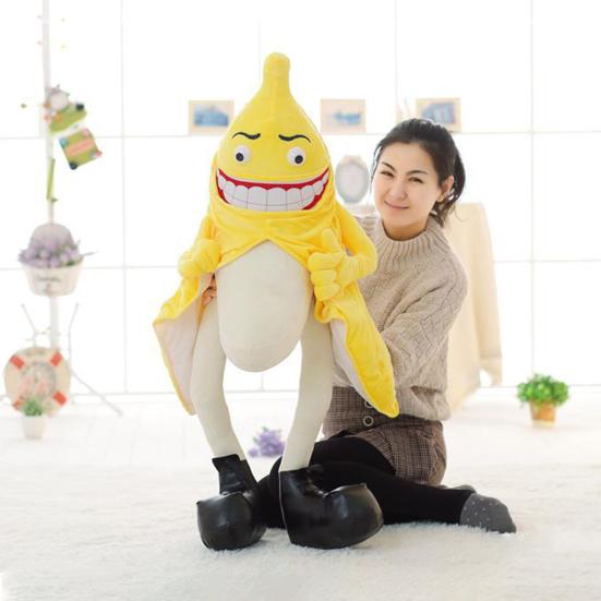 Bananenmann Stofftier Lustiger Ausdruck Lange Beine Fruchtpuppe Weicher Plüschtier Schmuck PP-Baumwolle Böser Schlechter Bananenmann Zeichentrickpuppe Kissen Geburtstagsgeschenk