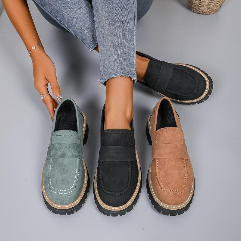 New Large-sized Loafers, Women's Shoes, Versatile and Casual, with Thick Heels and Soles
