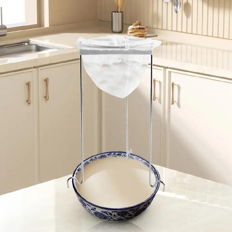 Efficient Kitchen Strainer System Rotating Hook Design Nylon Meshes Filter For Broth Clarifying Juice Extraction Food Preps