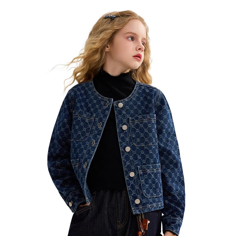 ASK JUNIOR Girls  Vintage Monogram Denim Jacket 160