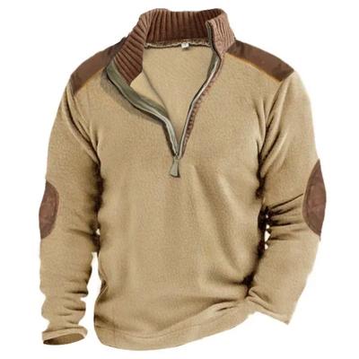 Ανδρική Φούτερ Ζακέτα Polar Fleece με Φερμουάρ Εξωτερικού Χώρου Όρθιος Γιακάς Χοντρή Τακτική Φούτερ