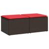 2 Piece Garden Sofa Set with Cushions Brown Poly Rattan & Acacia