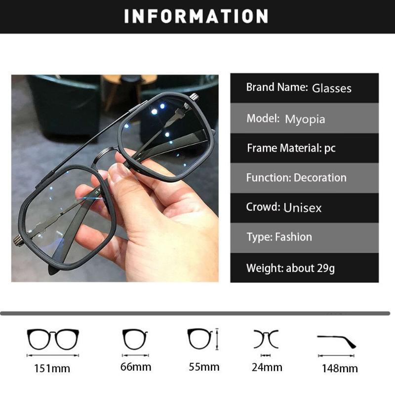 Myopia Glasses Men Polygon Anti Blue Light Computer Eyeglasses Women Fashion Double Bridge Eyewear -1.0 -1.5 -2.0 -2.5 To -6.0