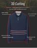 Tricou casual cu mânecă lungă pentru bărbați, aspect two-piece, amestec de lână, cu guler de flanelă