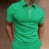 Half-Zip Short Sleeve Textured Polo Shirt, Stylish Casual Top For Men