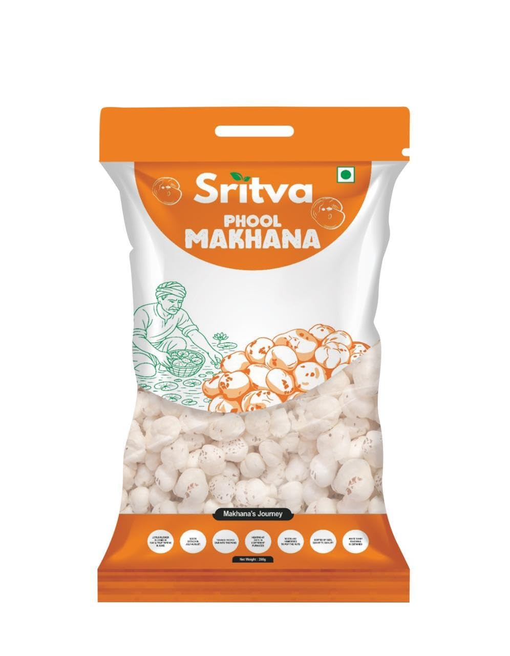 

Sritva Premium Phool Makhana 200 gm | Natural Foxnuts | Protein-Rich, Gluten-Free, Healthy Snack for All Ages | Roasted Lotus Seeds, Low Fat & Hi