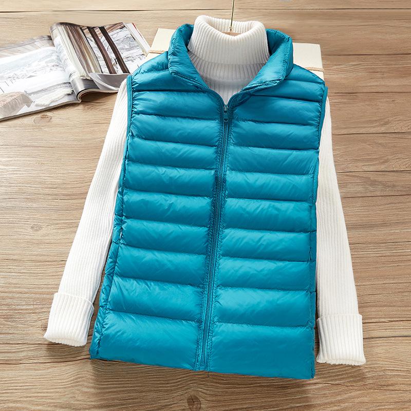 2024 Women's Lightweight Korean Style Padded Down Sleeveless Vest - Short Stand Collar, Plus Size Trendy Outerwear