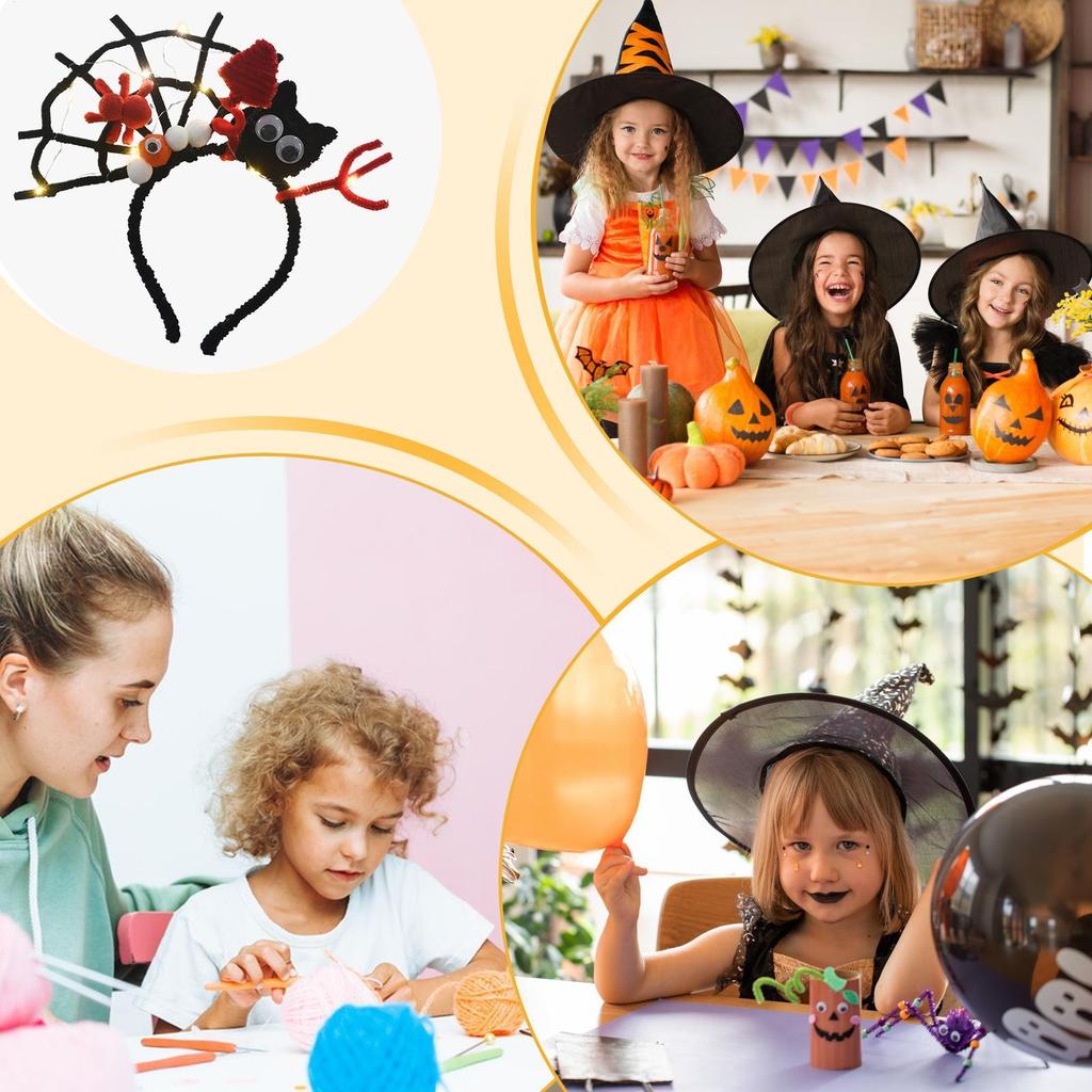 Halloween Headpiece Hair Decor With Light For Kids Festive Hairband Decor For Women Girls Kids Home Party Cosplay School Outdoor