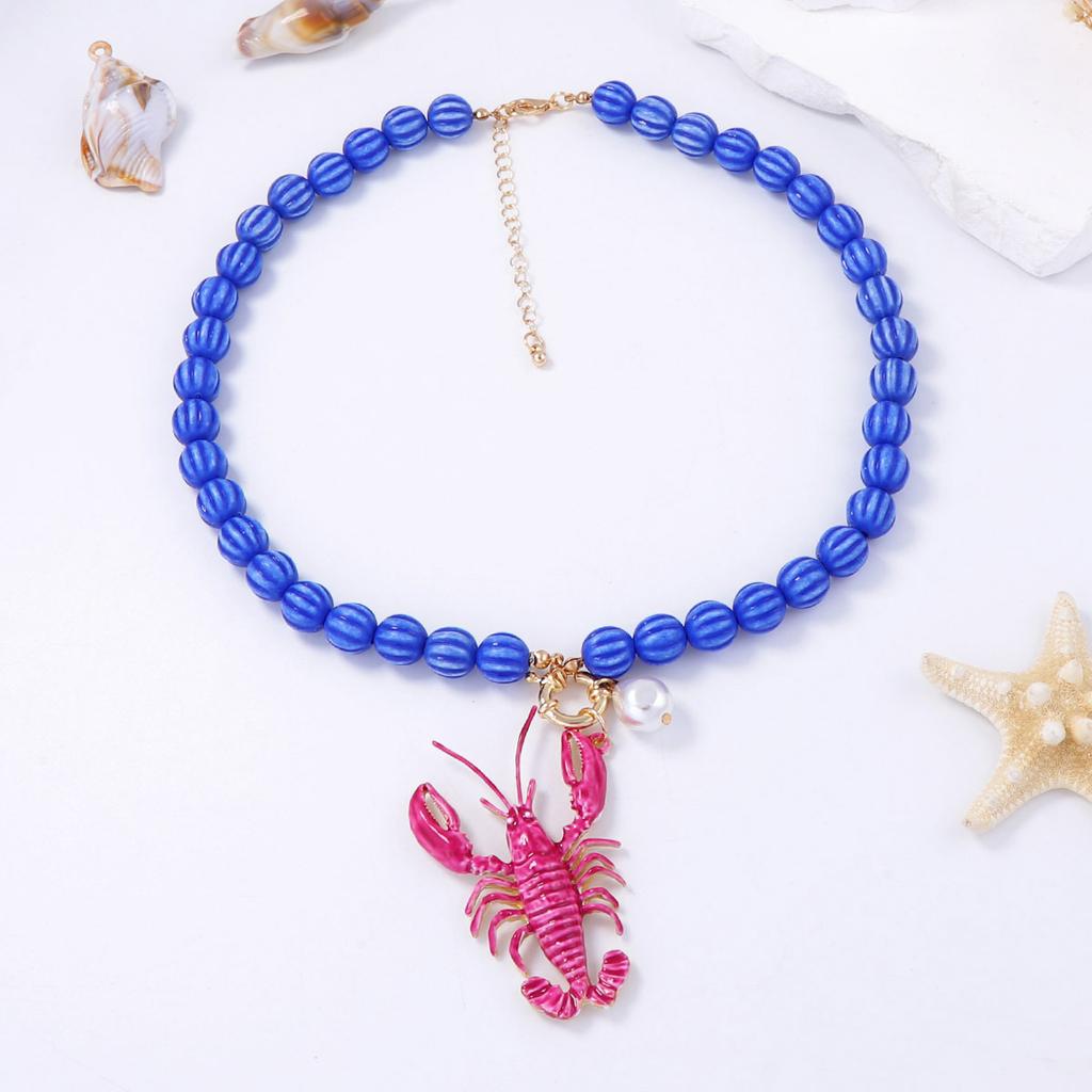 Animals Lobster Pendant Necklace for Women Summer Beach Party Jewelry Gifts