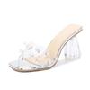 Source New rivets with crystal heel and sexy cool slippers medium thick heel transparent sandals large size