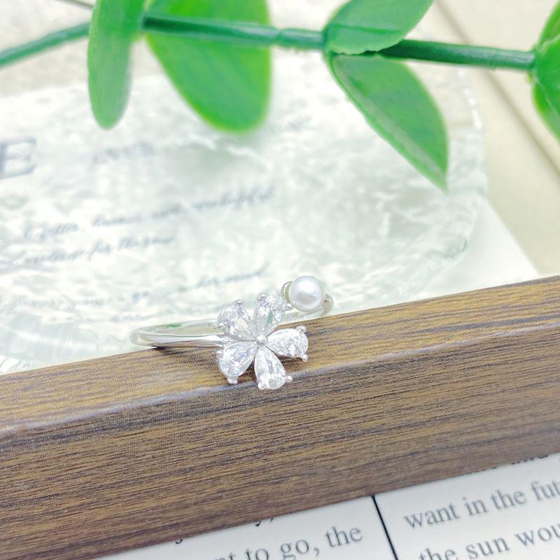 Xigu S925 Sterling Silver Pearl Flower Adjustable Ring - Women s Fashion Luxury Accessory. Open Adjustable