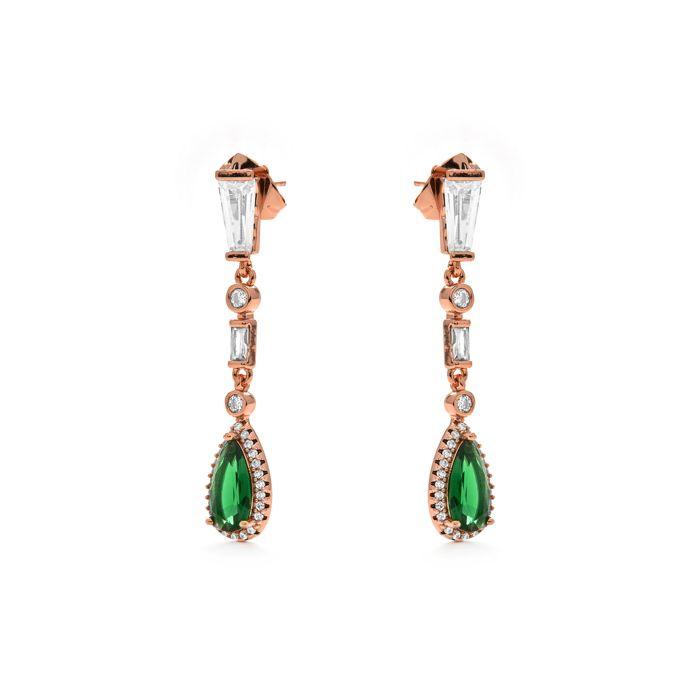 Boucles d'oreilles - AFRICA Fantasia - émeraude - zircon cubique - or jaune 18 ct