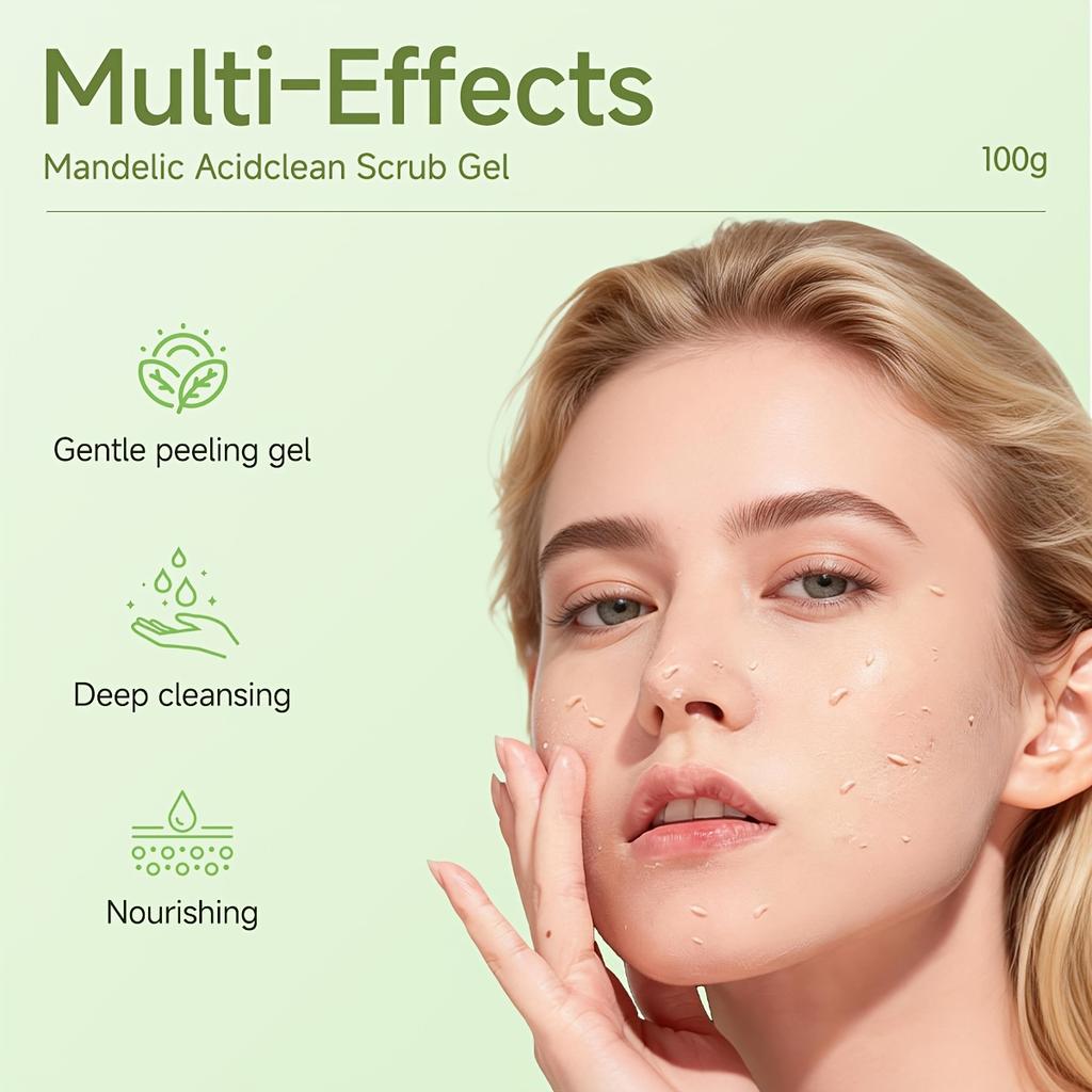 100g Amandelzuur Exfoliërende Reinigende Scrub Gel, Milde Gezichts Peeling Reiniger, Diepe Reiniging Poriën Verzorging, Gladde & Stralende Huid
