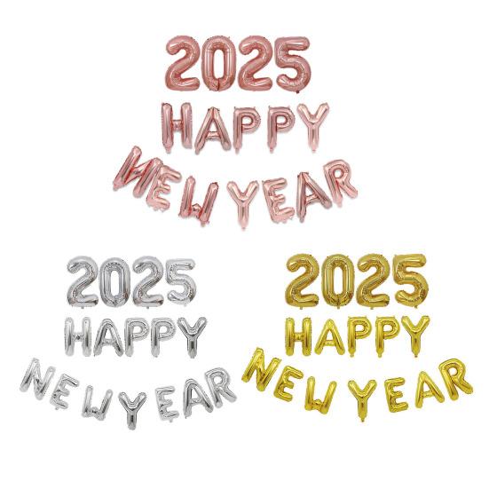 2025 Happy New Year Balloons Set Self-Sealing Aluminum Foil Balloons Happy New