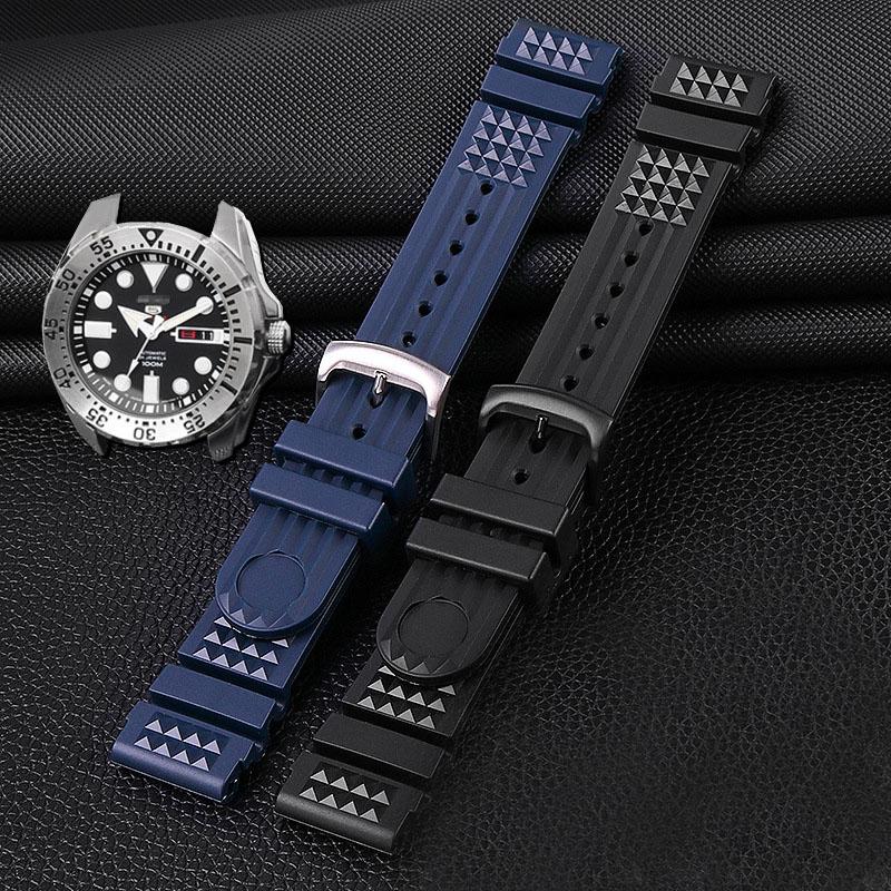 For Seiko SRP601J1 Water ghost canned Watch diving strap waterproof Bracelet men silicone black blue Sport strap 20mm 22mm