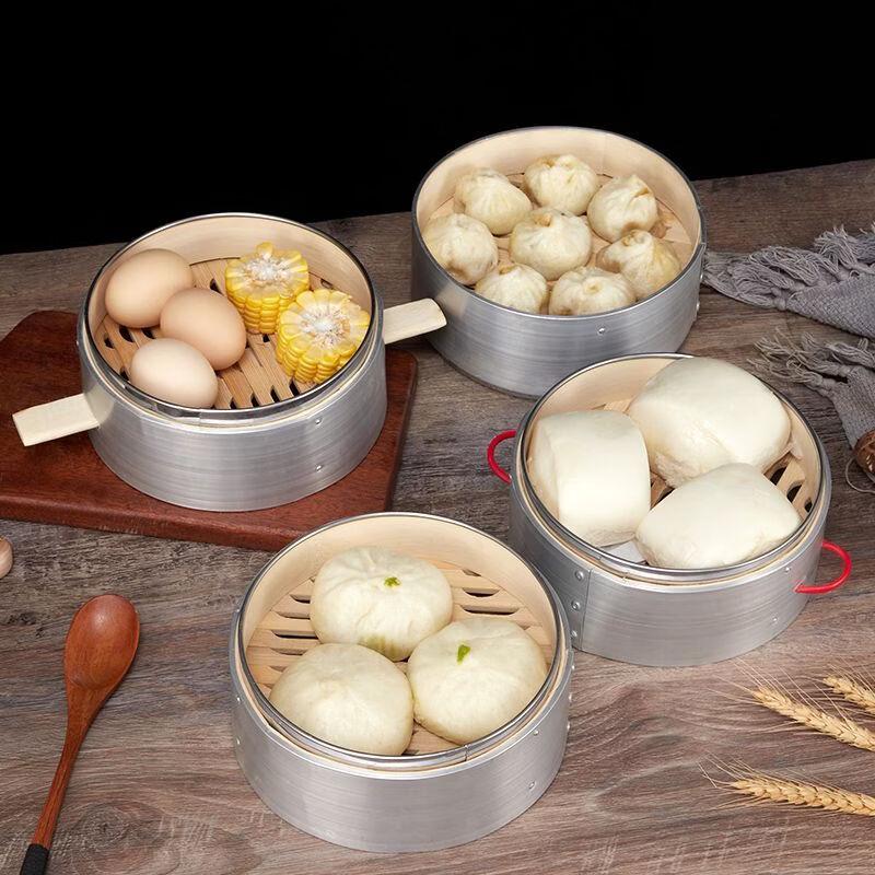Thickened Bamboo Steamer Basket with Aluminum Edge
