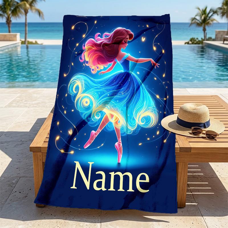 Custom Name Lights Stylish Digital Printing Beach Towel Quick‑Drying Absorbent Blanket for Beach Pool Gym Travel