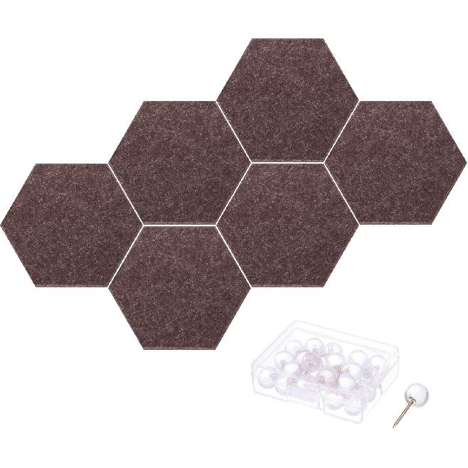 PATIKIL Felt Bulletin Board, 12"x10", 6 Packs Self Adhesive Hexagon Felt Tiles for Sound Proofing Wall Panels for Home Office Recording Studio,Game