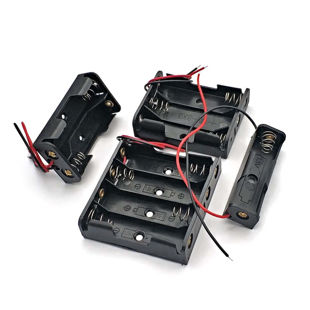 Black Plastic AA Size Power Battery Storage Case Box Holder Leads with 1 2 3 4 Slots AA Size Power Battery Storage Case Box