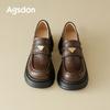 Augustine Brown Loafers Women's 2025 New Autumn and Winter Platform British Style Small Leather Shoes One Pedal Single Shoes