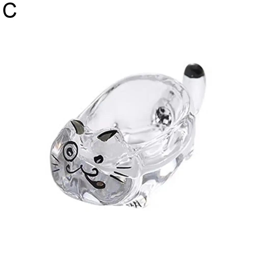 Cat Crystal Glass Seasoning Dip Dish Creative Ketchup Vinegar Dish Transparent Snack Dish Oil Cute Holder Chopstick Home O0Z0