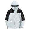 Unisex Lockere Passform Schulterabfall Farbblock Windjacke Mit Kapuze Outdoor Wasserdicht Shell Mantel
