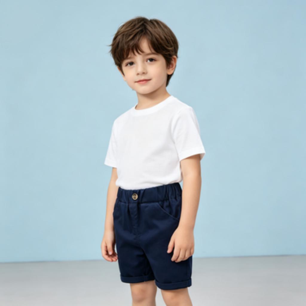 Kids' Casual Cotton Shorts 5/5 Length Comfortable Summer Short Pants for Boys and Girls