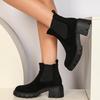 Women'S Ankle Boots Fashion Comfy Mid Heel Elastic Chunky Heel Lug Sole Booties Botas Invierno Mujer Botines Para Mujeres