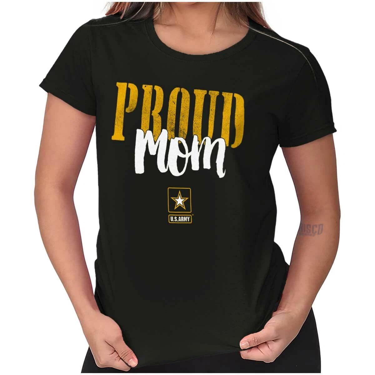 US Army Proud Mom Military Logo Womens Top Junior Graphic Tee XXL