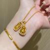 Chopin Necklace: Pixiu Vajra Diamond Gourd Pendant Layered Clavicle Chain