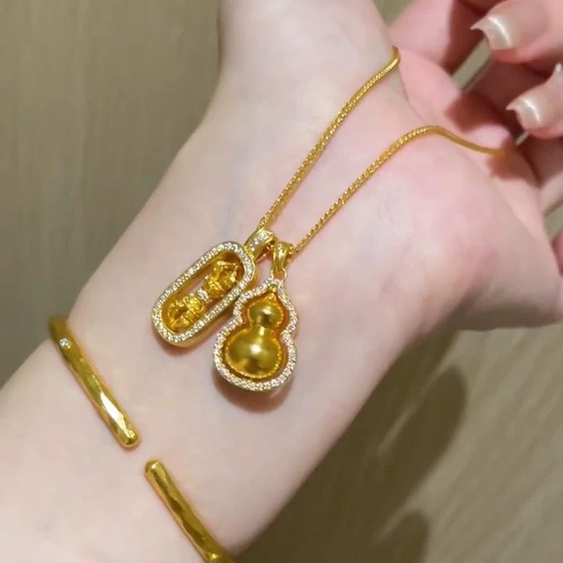 Chopin Necklace: Pixiu Vajra Diamond Gourd Pendant Layered Clavicle Chain