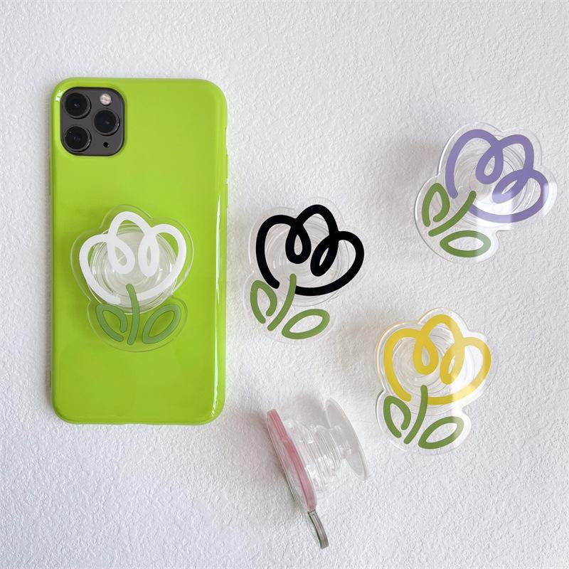 Transparent Tulip-Design Acrylic Phone Stand | Retractable & Foldable