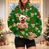 Women's Christmas Print Hoodie with Pet Pocket, Casual Long Sleeve Pullover Sweatshirt
