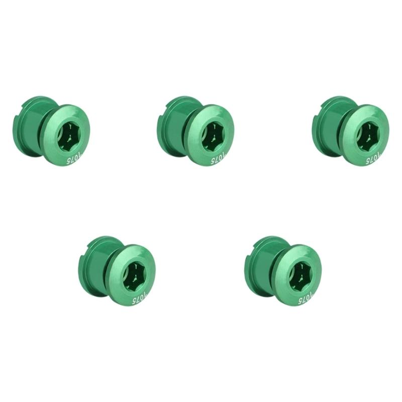 5pcs Aluminum Alloy Chainring Bolts Single Chainwheel Bolts Nut Single Speed Chainwheel Screws for Road, Mountain Bike
