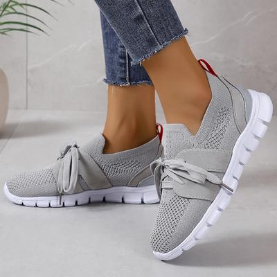 Brown Knit Breathable Sneakers Shoes Women 2024  Soft Sole Platform Flats Woman Plus Size 43 Non Slip Casual Shoes