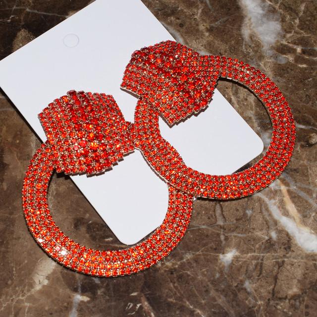 

Женская мода блестящие стразы большие круглые висячие серьги ювелирные изделия макси вечернее платье серьги аксессуары распродажа красный