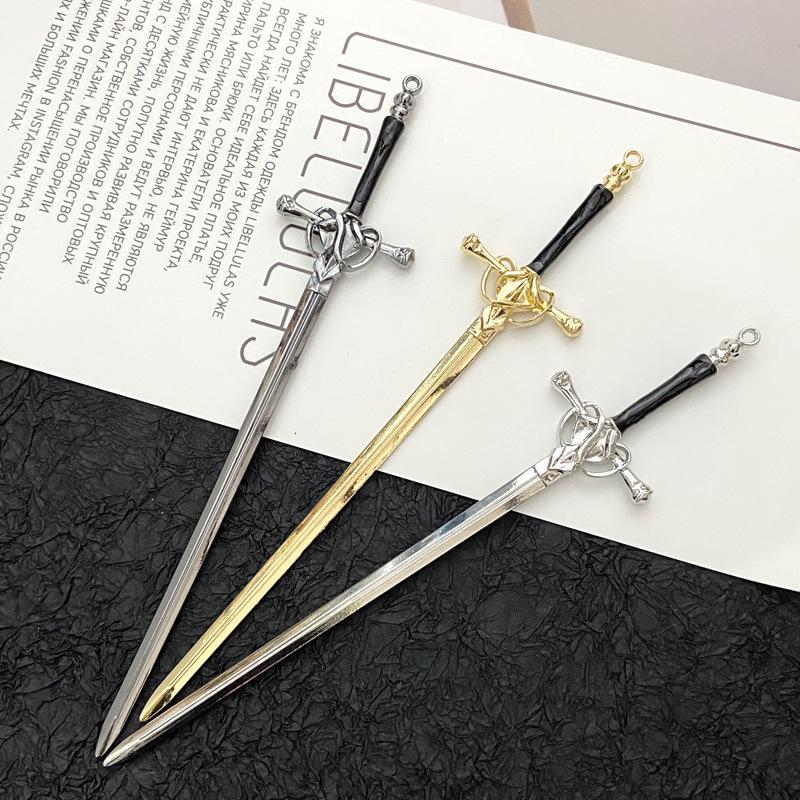 New Antique Metal Sword Hairpin Women's Fashion Chinese Simple and Creative Pan Hairpin Jewelry Temperament Headwear Accessories