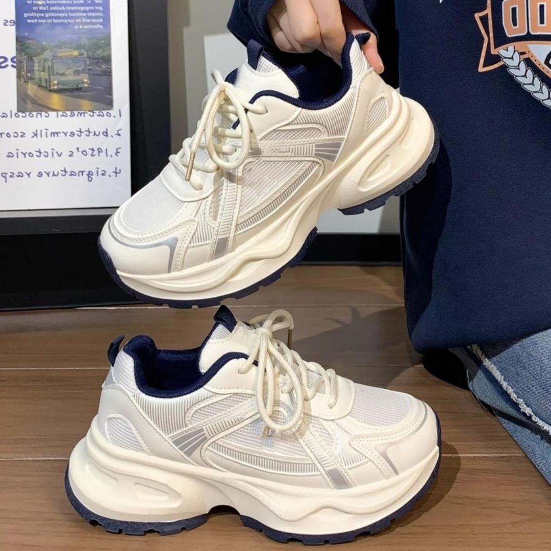 

White and blue dad shoes retro design student niche autumn new casual sports shoes jogging original Hongjie 35