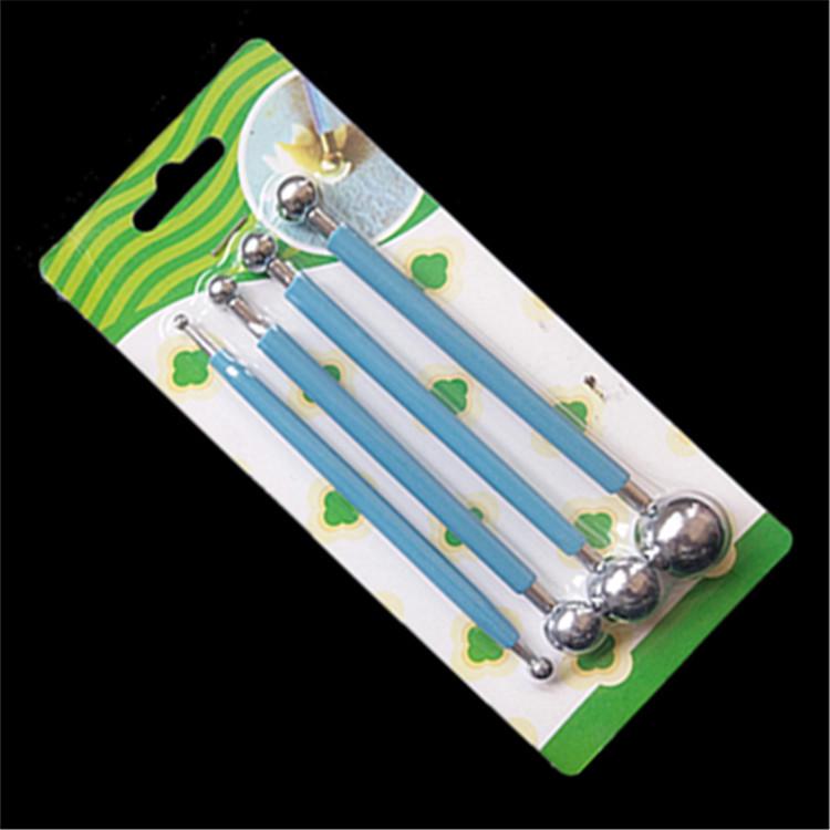 4-Piece Stainless Steel Spherical Ball Rod Carving Set for Fondant & Polymer Clay