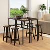 6-Piece Industrial Bar Table Set, 2 Breakfast Tables with 4 Stools Brown