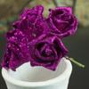 6cm Wedding Party Decor Blue Roses with Glitter Powder Foam Roses Artificial Roses Artificial Flowers Decoration