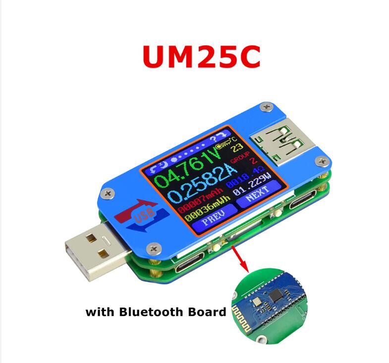 Type- C Voltmeter Ammeter UM25/25C UM24/24C UM34/34C Color LCD Display  DC Volt Quick Charger Amp Ammeter Power Bank Detector