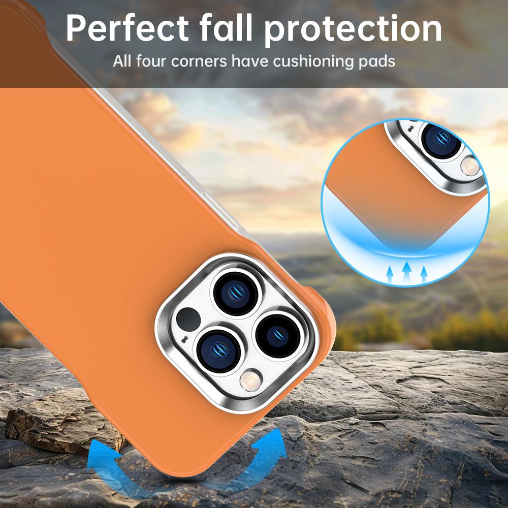 For iPhone 13 Pro Magnetic Case Frameless Ultra Thin TPU+PET Phone Cover Reinforced Corners
