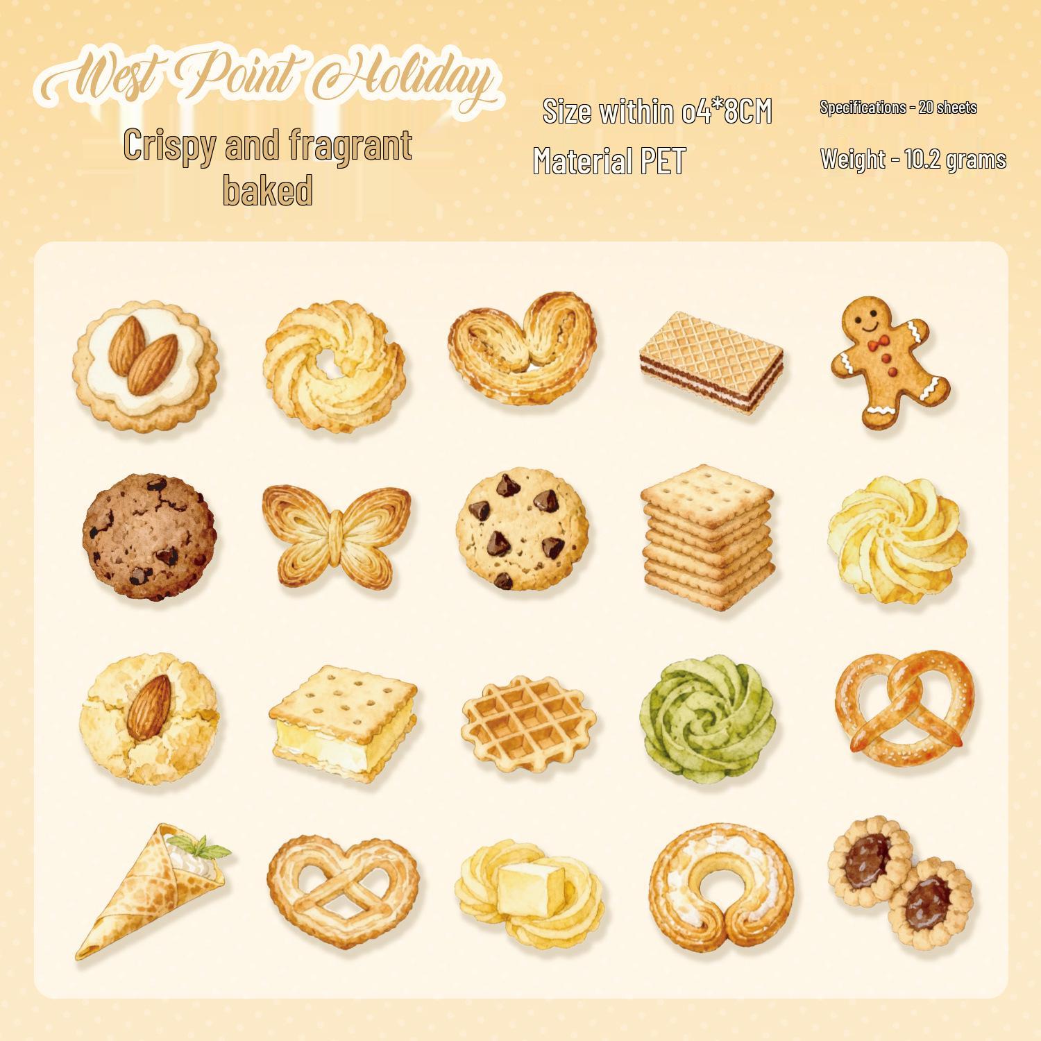 Yuxian Holiday Pet Sticker Set: 20 Pastry-Themed Decorations for Journals & Collages in 4 Styles