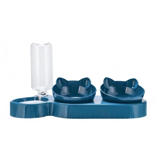 Double Pet Food Bowl And Water Bottle Set 3-in-1 Detachable Tilted Cat Dog Feeder Bowl with Automatic Water Dispenser for Small Medium Dogs Cats